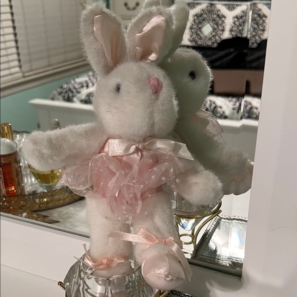 White and Pink Plush Balerina Bunny